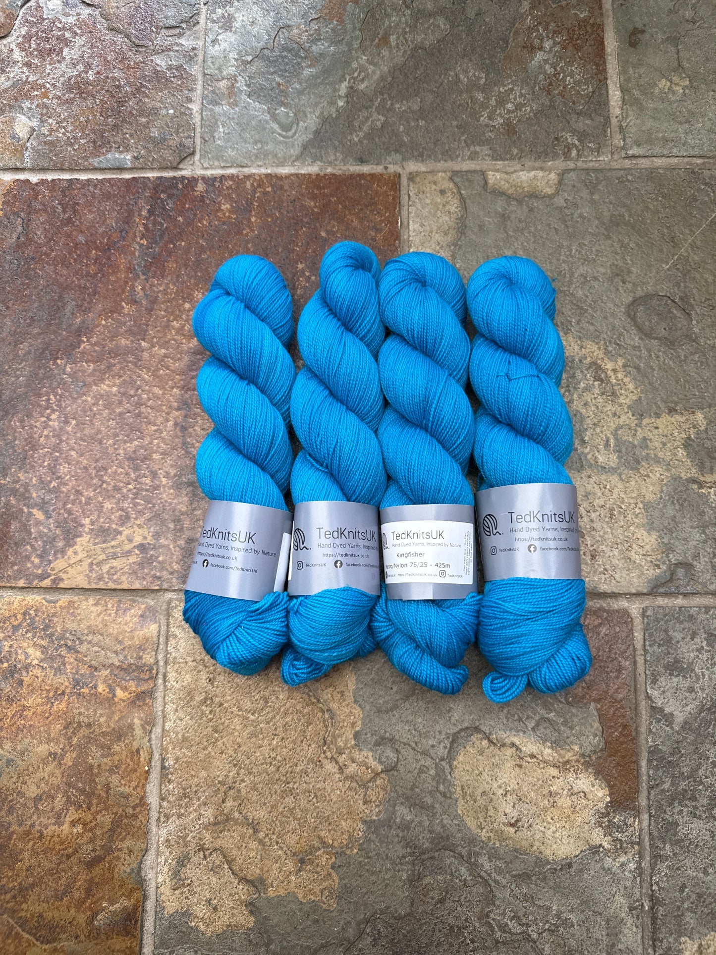 Kingfisher - Hand dyed merino/nylon sock/fingering