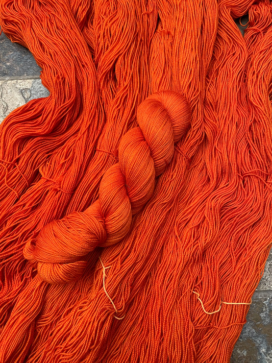 Burnt Orange - Hand dyed merino/nylon 4ply