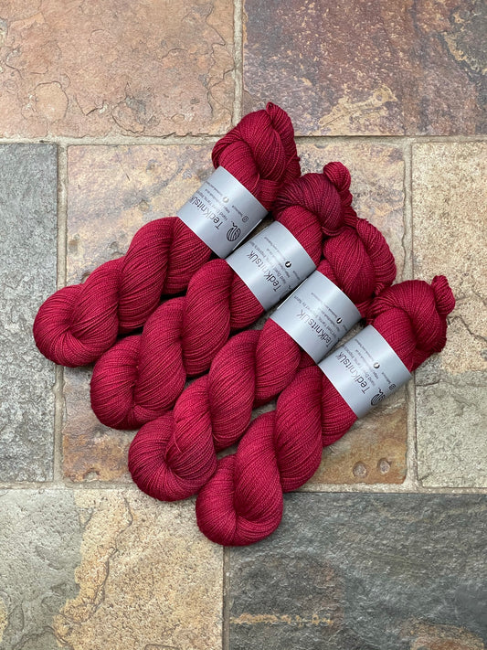 Red Velvet - Hand dyed merino/nylon sock/fingering
