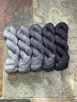 Charcoal Fade Set - Hand dyed merino singles sock/fingering weight
