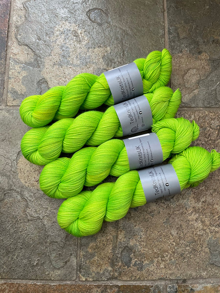 Sour Lime - Hand dyed merino/nylon fingering/sock weight yarn